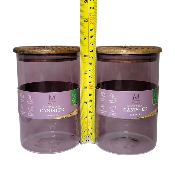 🆕️ Set of 2 Sunburst Textured 33.8 oz Glass Canisters - Picture 5 of 8